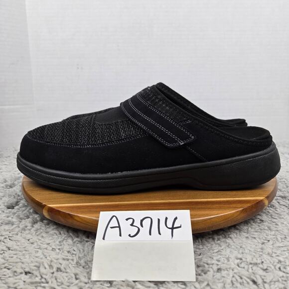 Orthofeet Mens 12EE Hudson Black Comfort Lifestyle Daily Clog Slipper 334 Wide - Picture 1 of 11